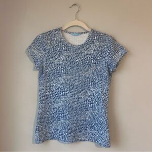 2 FOR $30 J. McLaughlin Blue and White Mosaic Short Sleeve Top Size Small